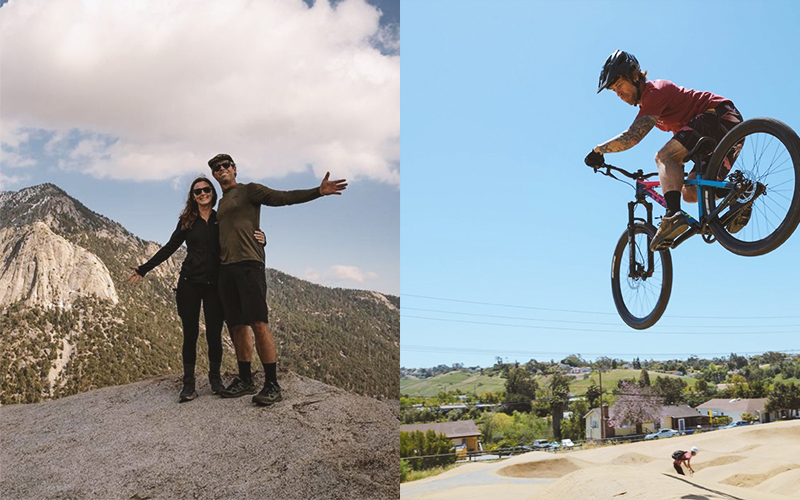 Images of Social Ambassador Rob W jumping on bike and pic with girl